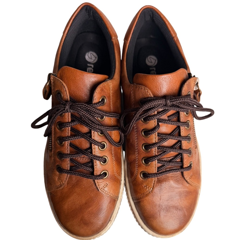 Remonte D0700 Maditta Cognac Leather RemonteTEX Zip Sneakers Women 7.5 EU38 - Picture 4 of 16
